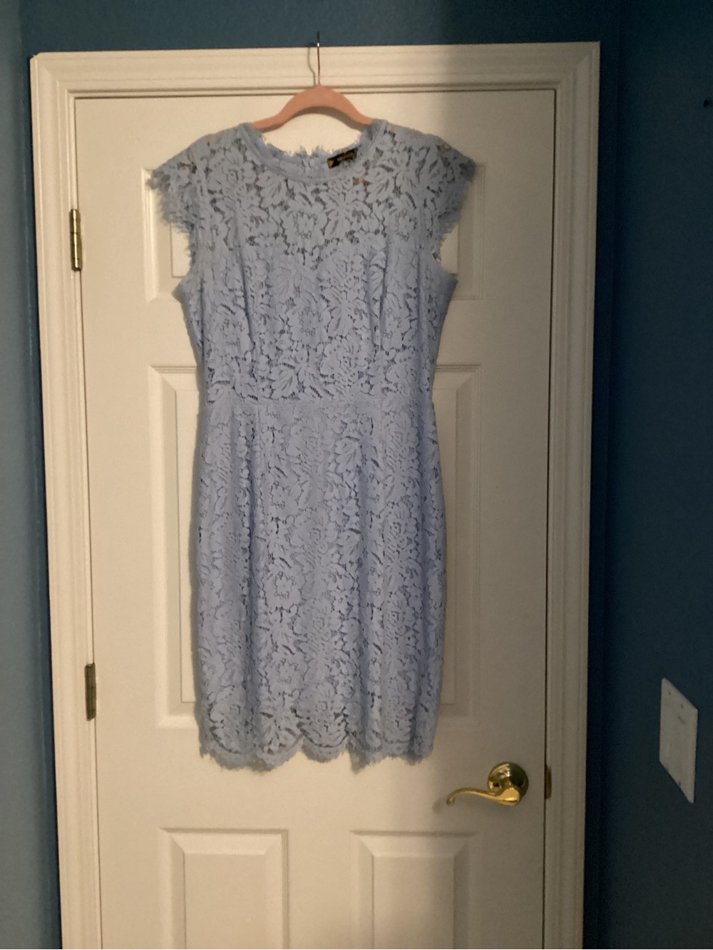 Miusol Powder Blue Floral Lace Cap Sleeve Dress